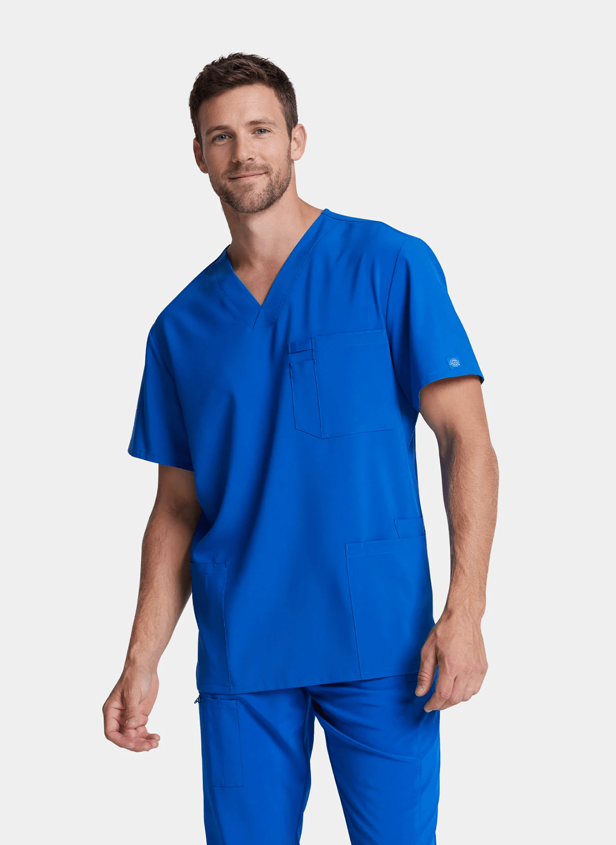 mens v neck scrub top dickies essentials DKE645 Royal front