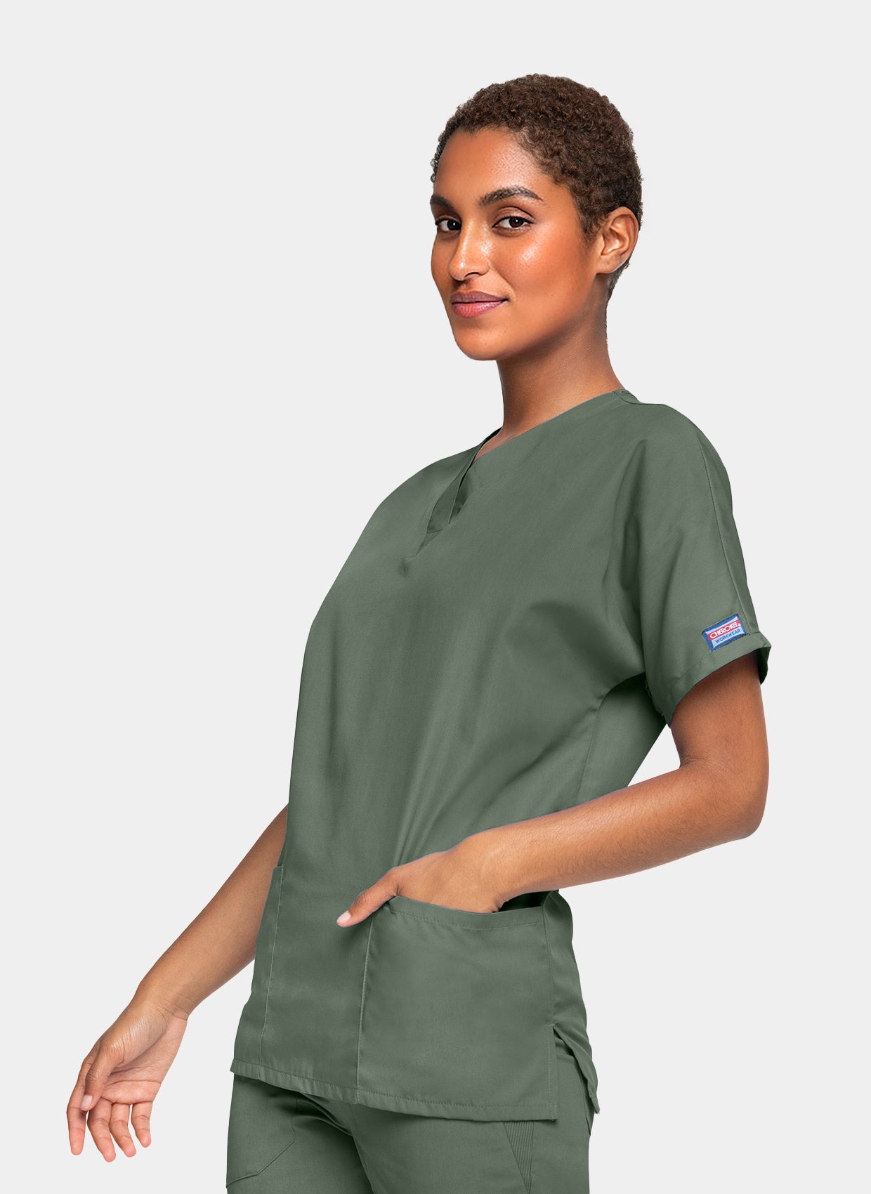 Cherokee Unisex Scrub Top - Olive