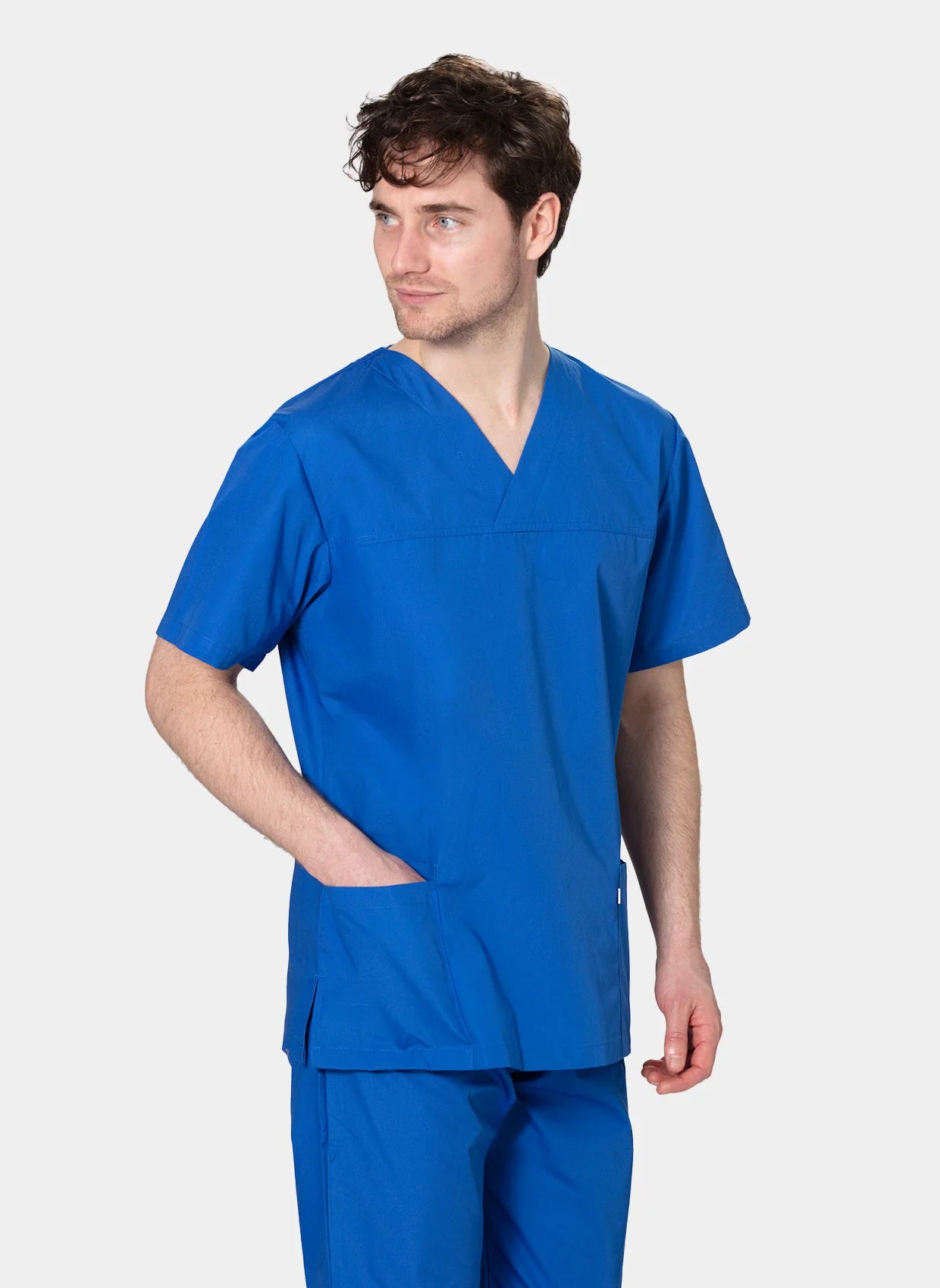 HappyFIT Unisex Scrub Top - Royal - Back