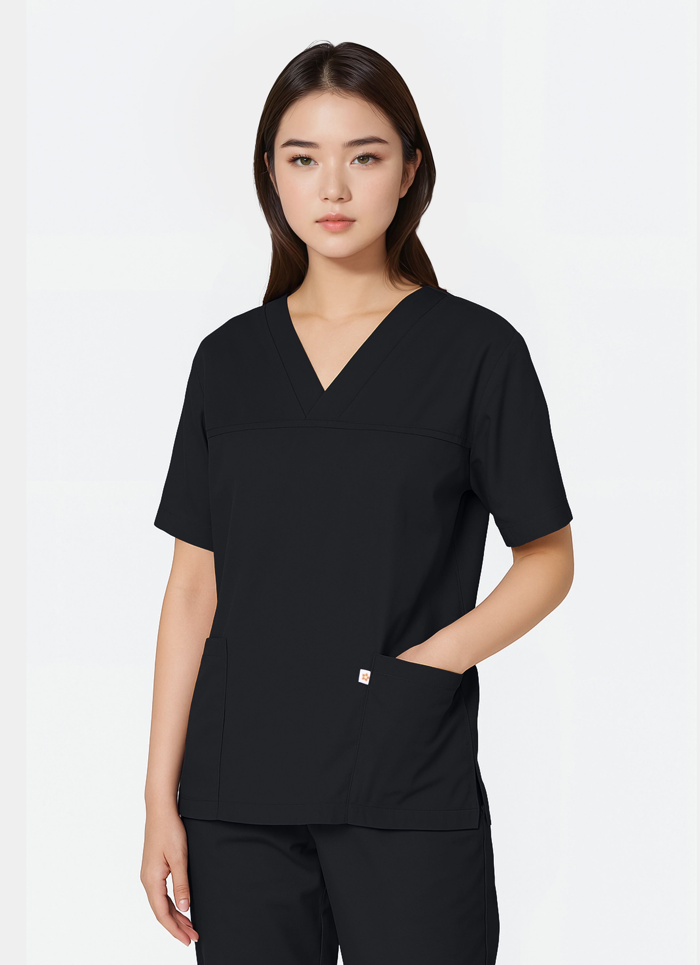 HappyFIT Unisex Scrub Top - Black
