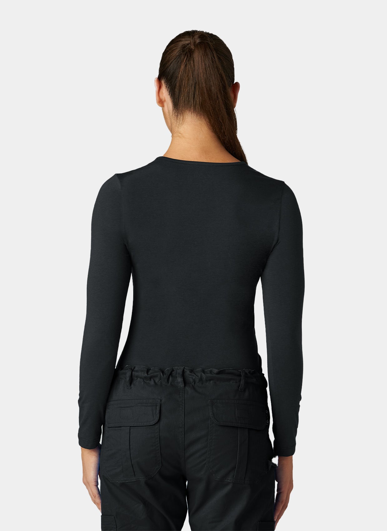 womens koi essentials long sleeve underscrub tender tee black