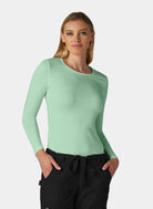 womens koi essentials long sleeve underscrub tender tee soft green
