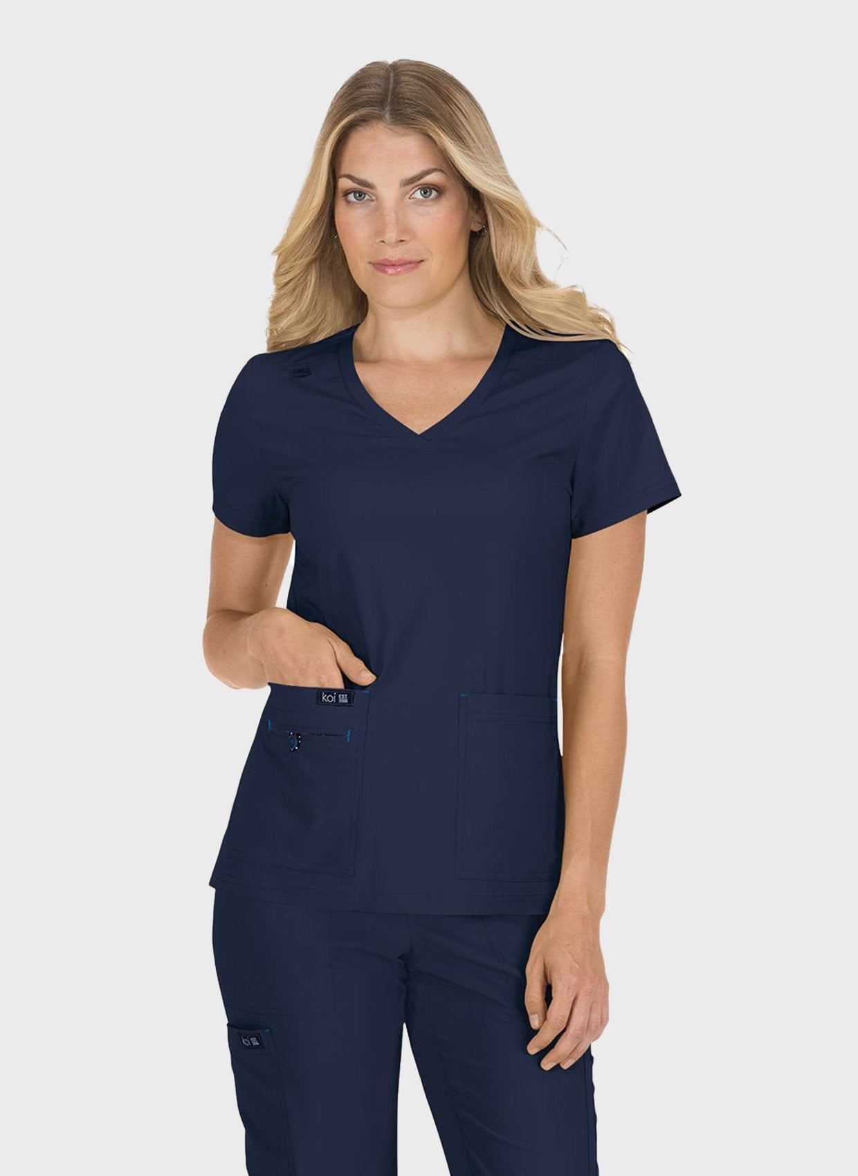 Koi Basics Becca Scrub Top - Navy