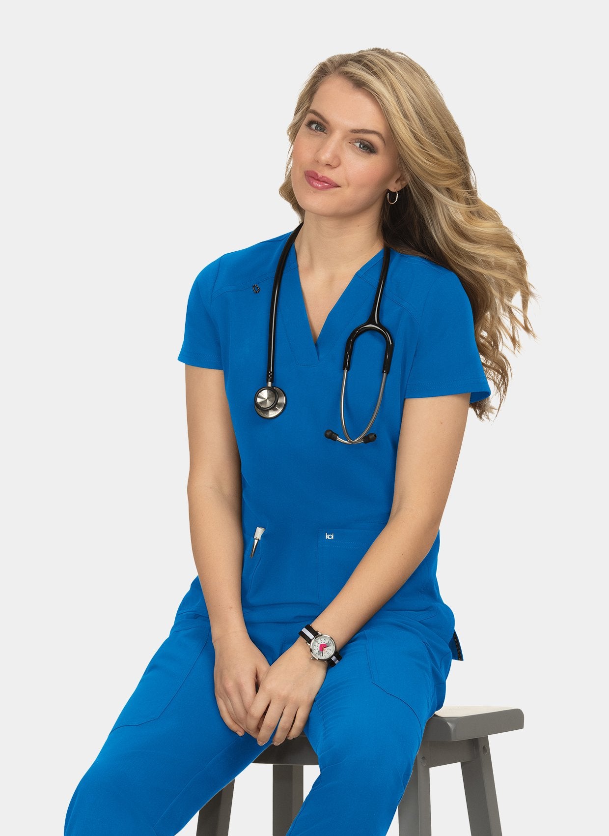 Koi Next Gen Hustle And Heart Scrub Top- royal